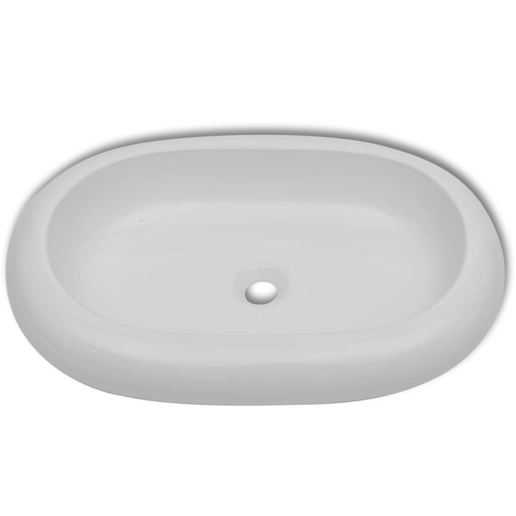 keramisk luksushåndvask oval hvid 63 x 42 cm