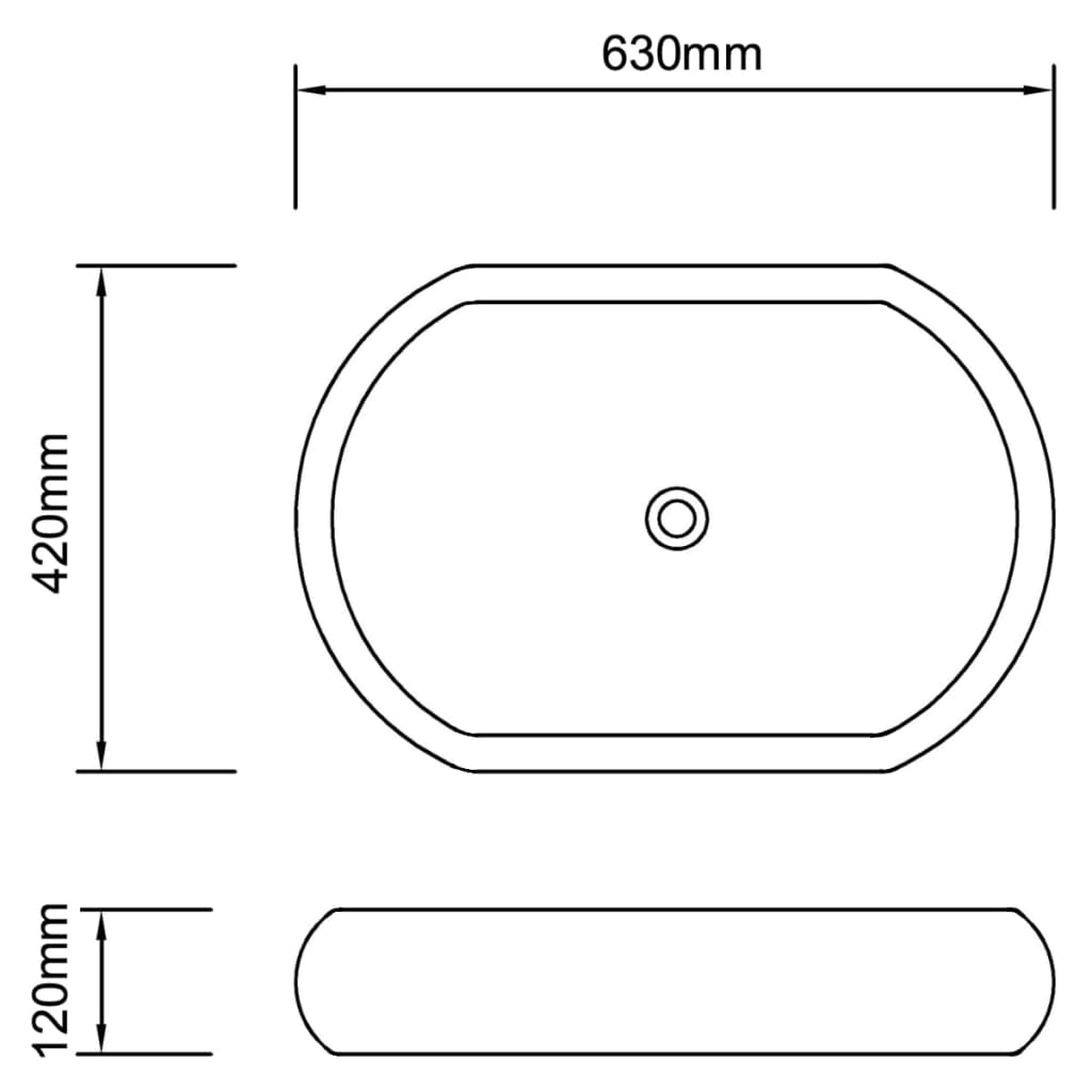 keramisk luksushåndvask oval hvid 63 x 42 cm