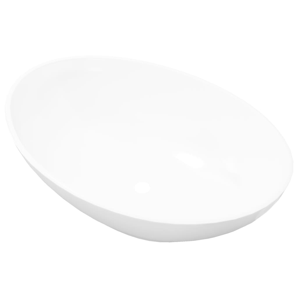 keramisk luksushåndvask oval hvid 40 x 33 cm