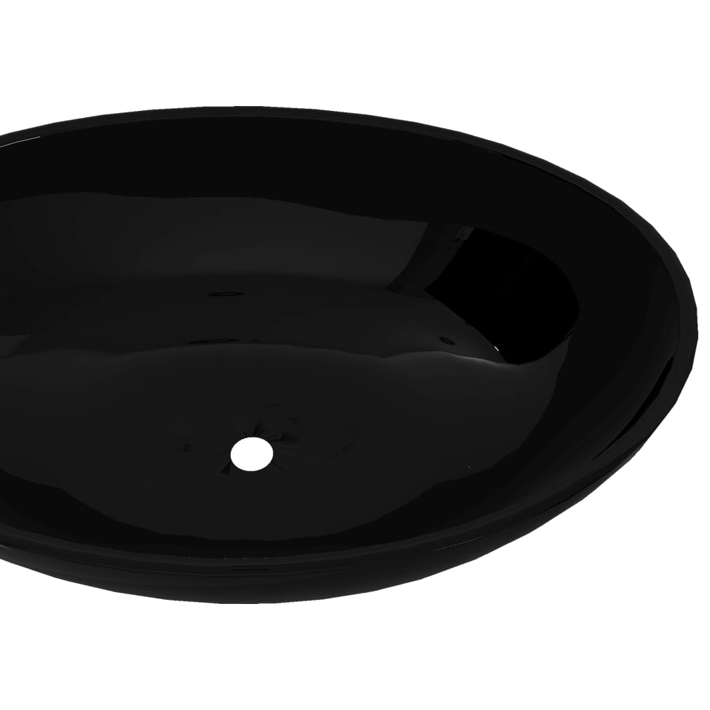 keramisk luksushåndvask oval sort 40 x 33 cm