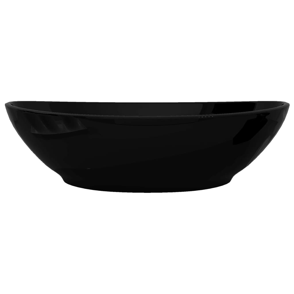 keramisk luksushåndvask oval sort 40 x 33 cm