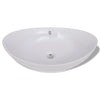 håndvask keramisk oval med overløb 59 x 38,5 cm