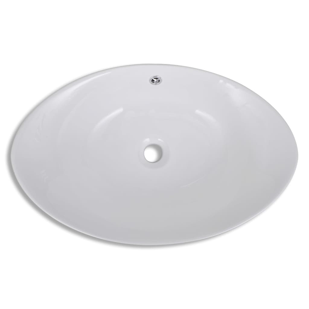 håndvask keramisk oval med overløb 59 x 38,5 cm