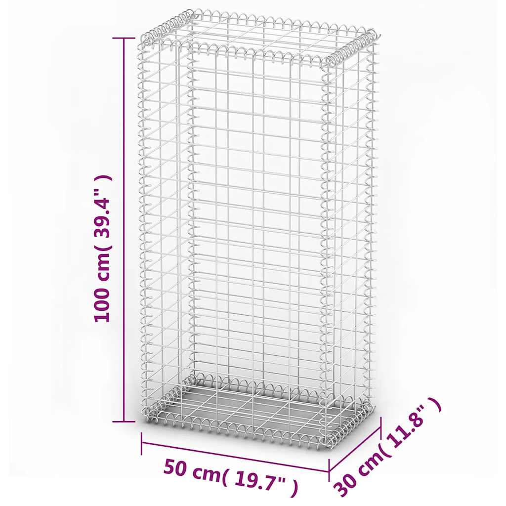 gabionkurv med låg galvaniseret ståltråd 100x50x30 cm