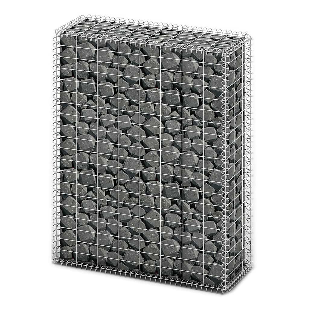 gabionkurv med låg galvaniseret ståltråd 100 x 80 x 30 cm