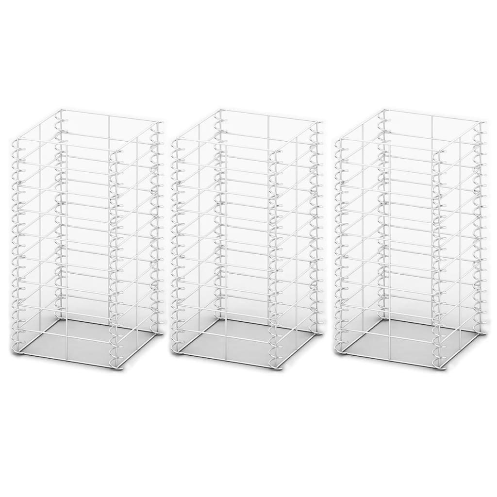 gabionsæt 3 stk. galvaniseret ståltråd 25 x 25 x 50 cm