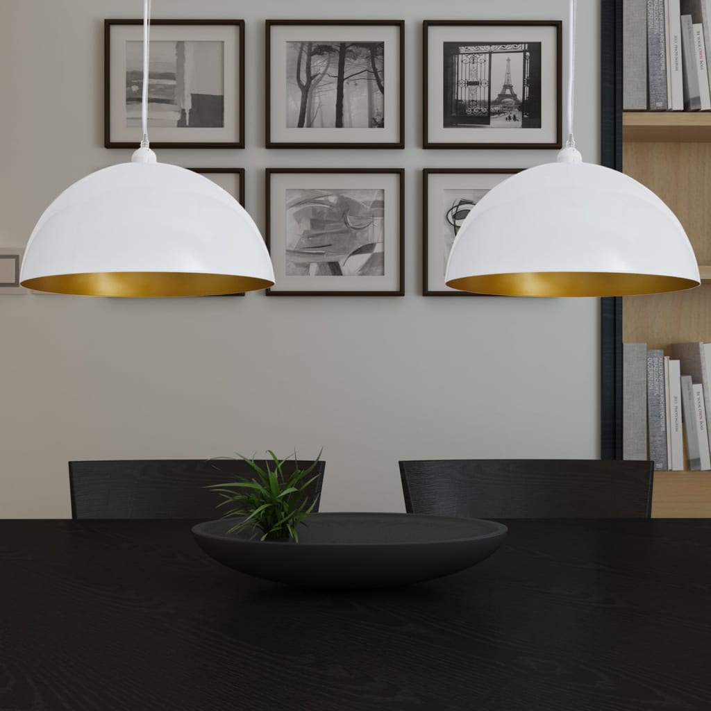 loftslampe halvkugle 2 stk. højdejusterbar hvid