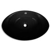 Sort Luksus Keramisk Basin Oval med overløb 59 x 38,5 cm
