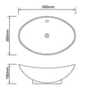 Sort Luksus Keramisk Basin Oval med overløb 59 x 38,5 cm