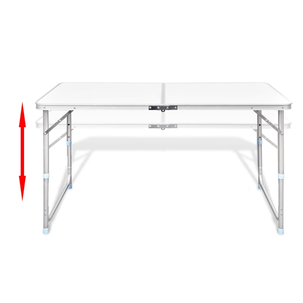 sammenklappeligt campingbord justérbart aluminium 120 x 60 cm