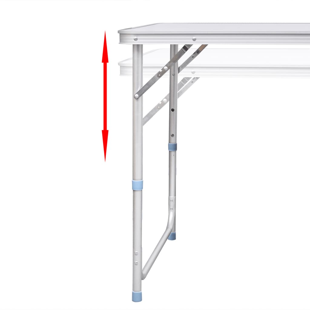 sammenklappeligt campingbord justérbart aluminium 120 x 60 cm