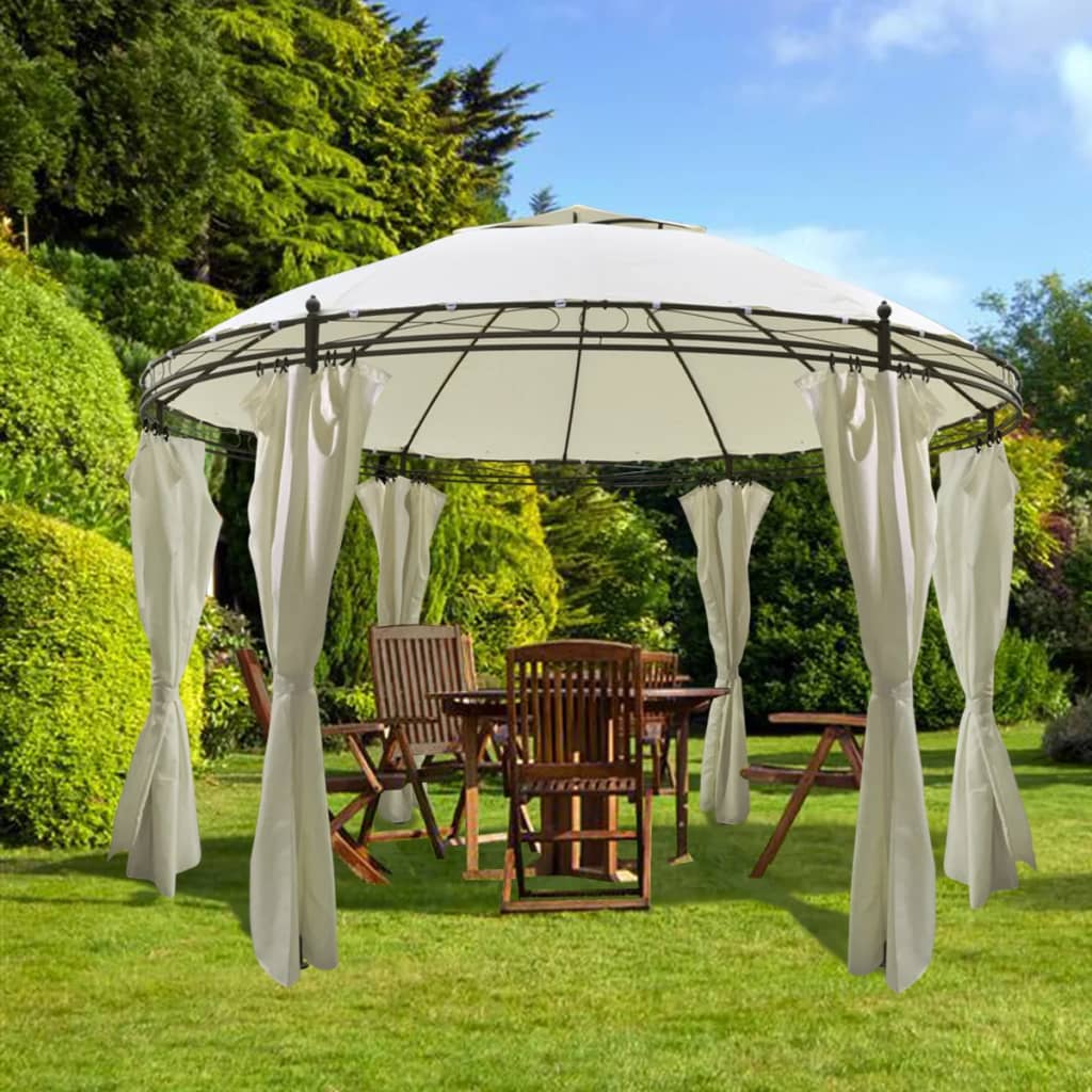 rund pavillon med gardiner 3,5x2,7 m