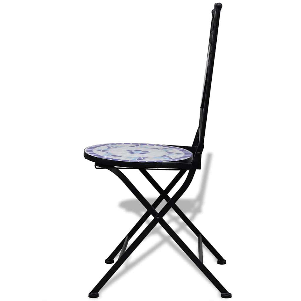 foldbare bistrostole 2 stk. keramik blå og hvid