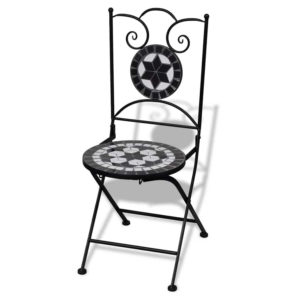 foldbare bistrostole 2 stk. keramik blå og hvid