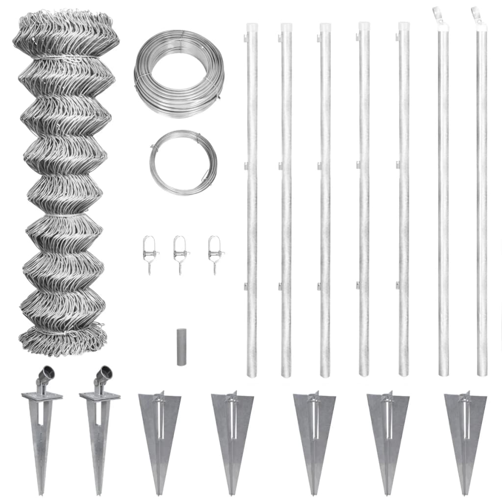 trådhegn med stolper og spyd galvaniseret stål 15x1,5 m
