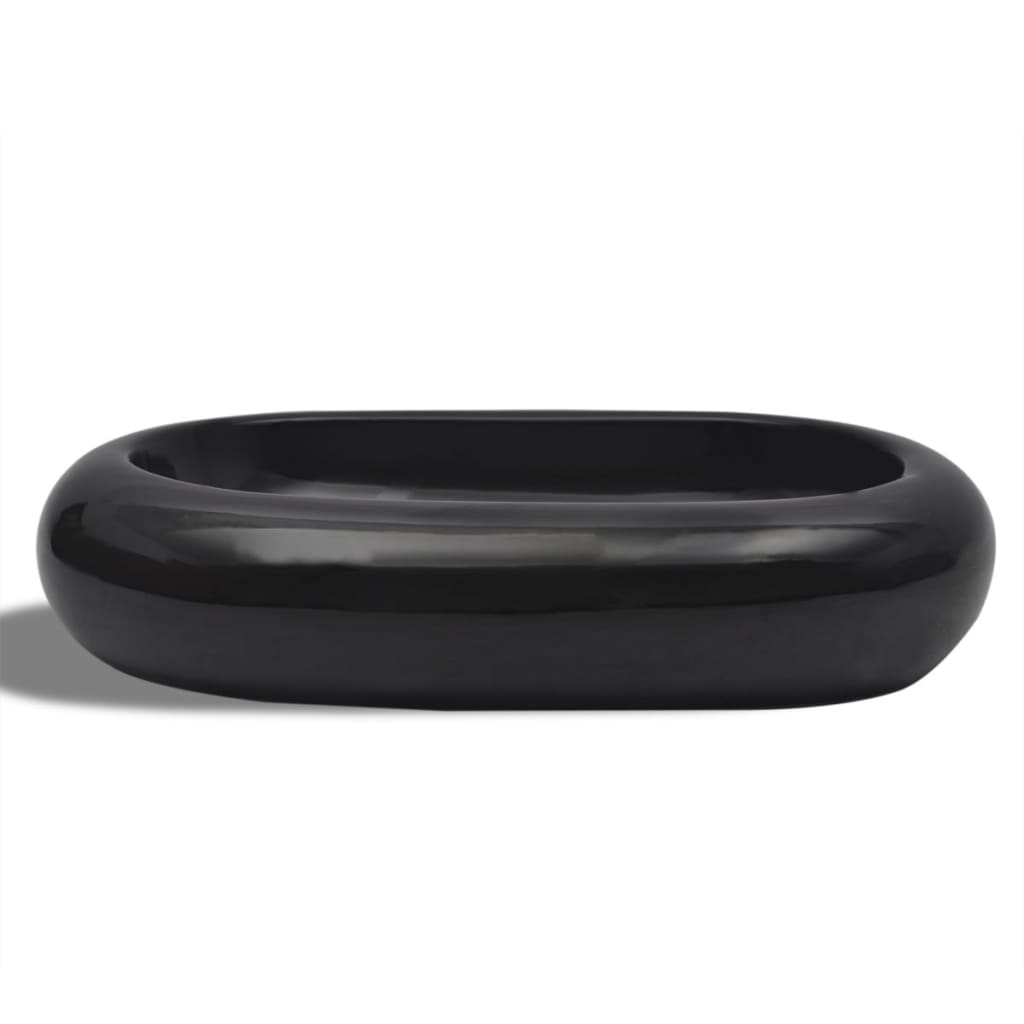 Håndvask i keramik til badeværelse, oval, sort