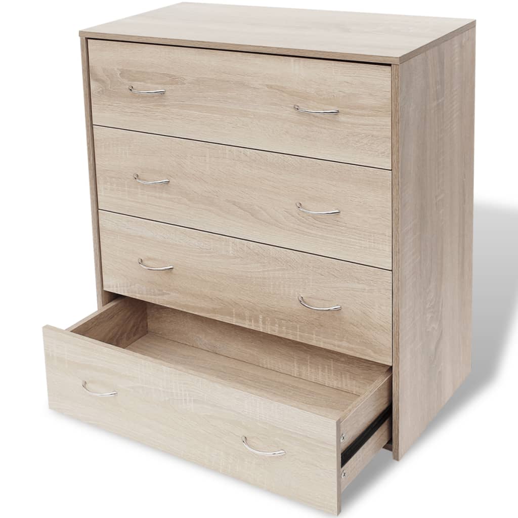 skænk med 4 skuffer 60x30,5x71 cm egetræsfarve
