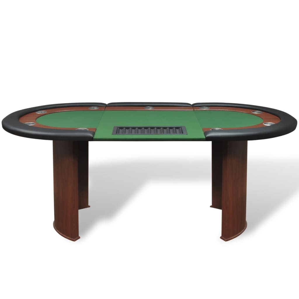 10 pers. pokerbord med dealerområde og jetonholder grøn