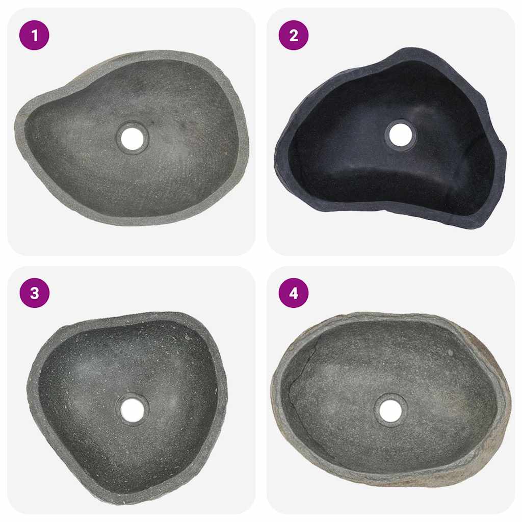 håndvask (37-46)x(29-36) cm oval flodsten