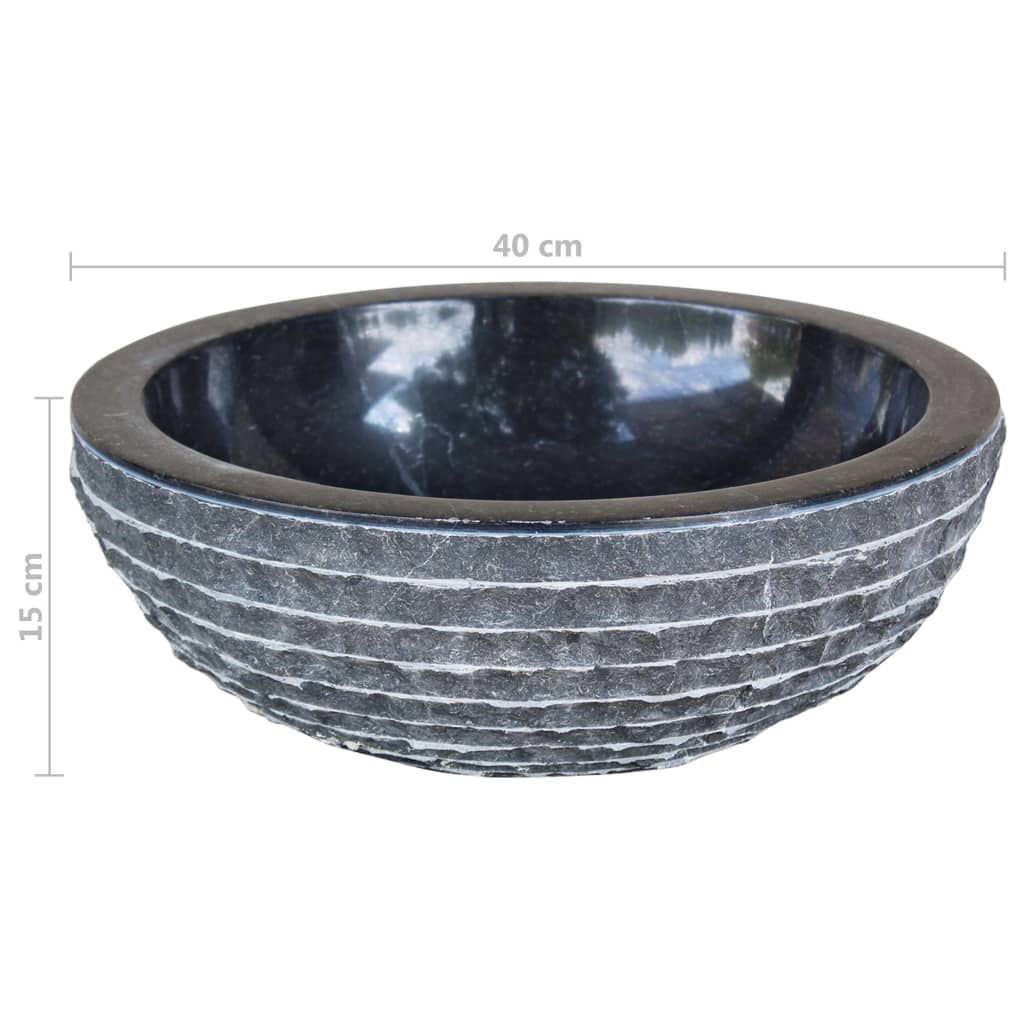 håndvask marmor  40 cm sort