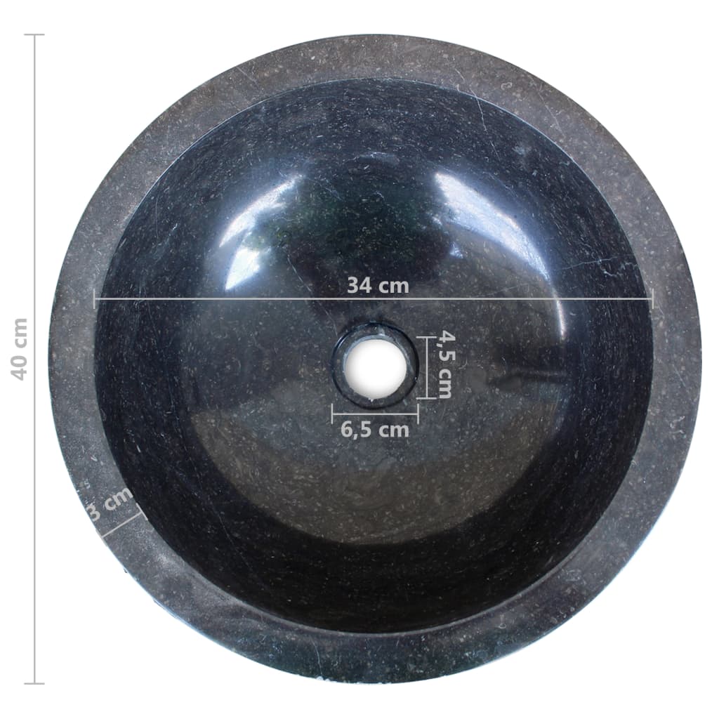 håndvask marmor  40 cm sort