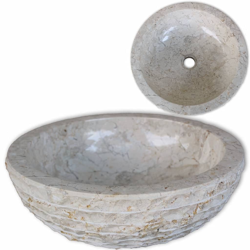 håndvask marmor  40 cm cremefarvet