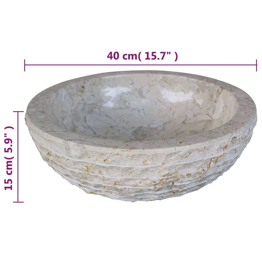 håndvask marmor  40 cm cremefarvet