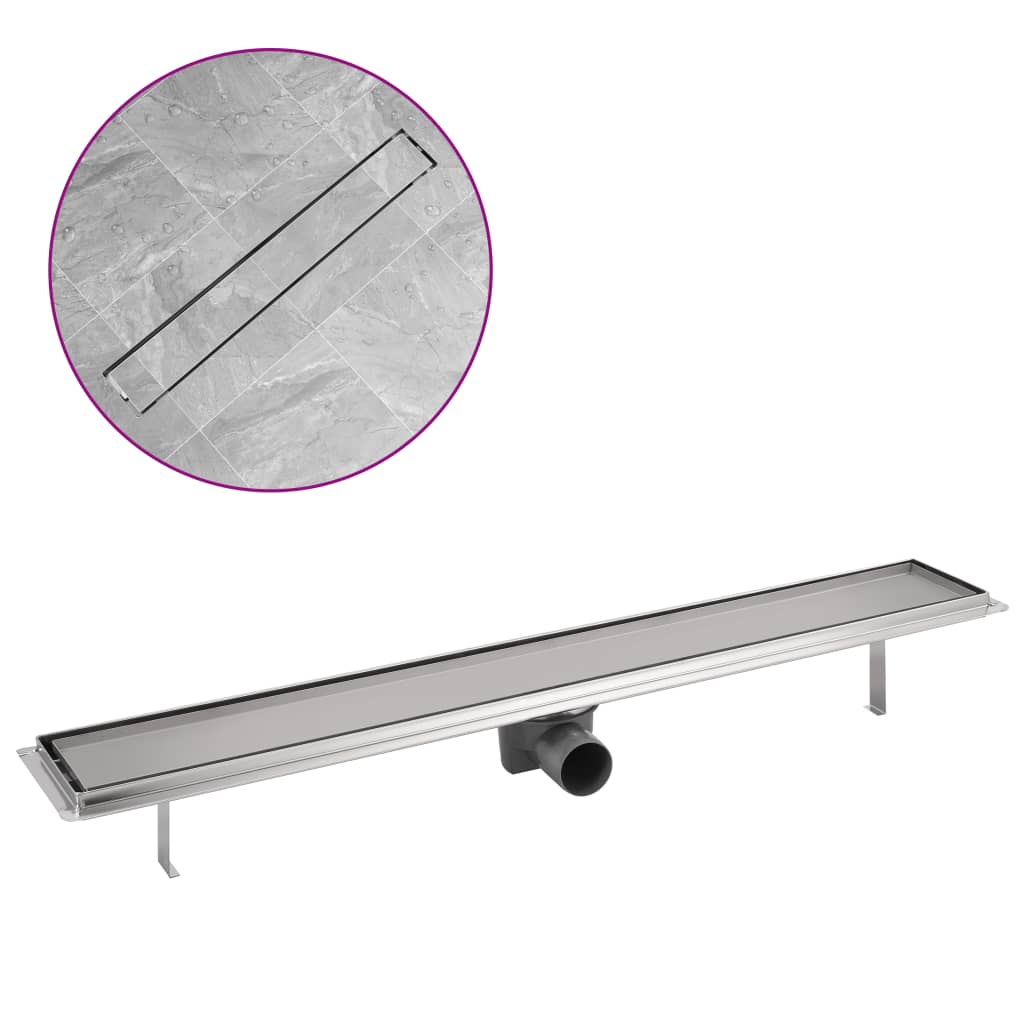 Lineært bruseafløb 830x140 mm rustfrit stål
