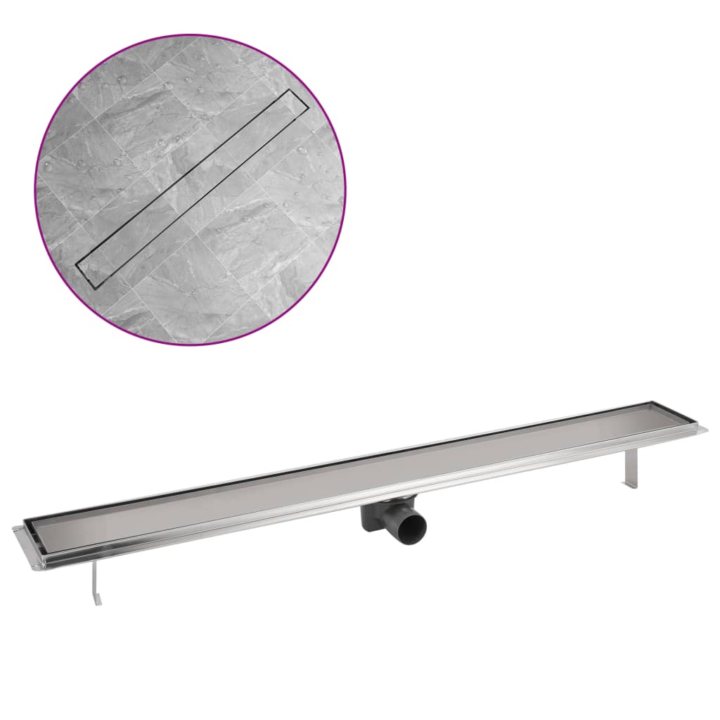 Lineært bruseafløb 1030x140 mm rustfrit stål