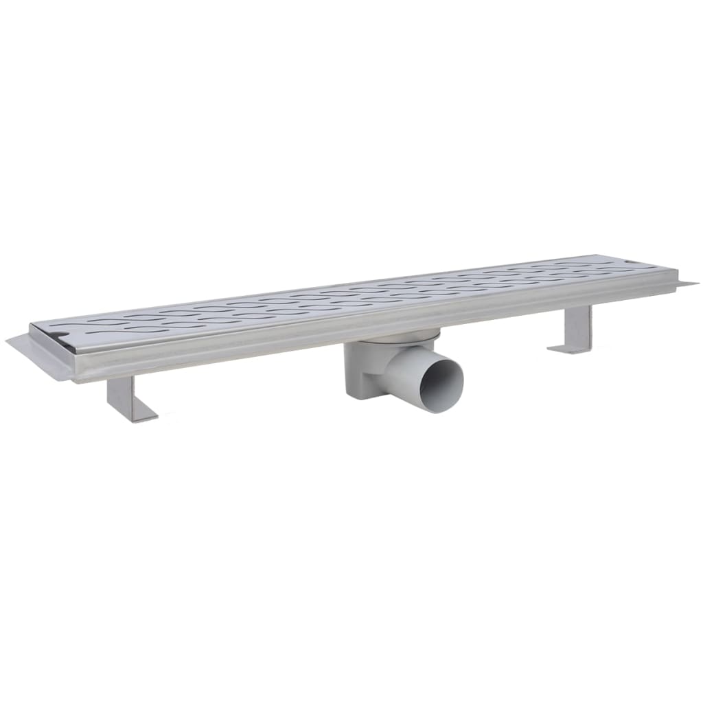 Lineært bruseafløb bølgedesign 630x140 mm rustfrit stål
