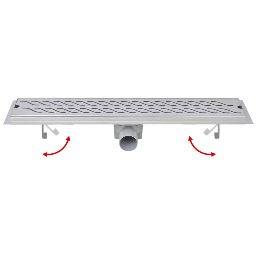 Lineært bruseafløb bølgedesign 630x140 mm rustfrit stål