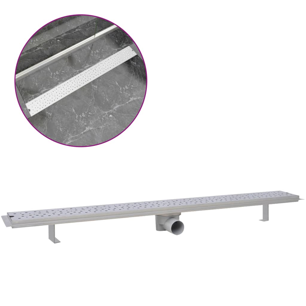 lineært bruseafløb 1030x140 mm rustfrit stål bobledesign