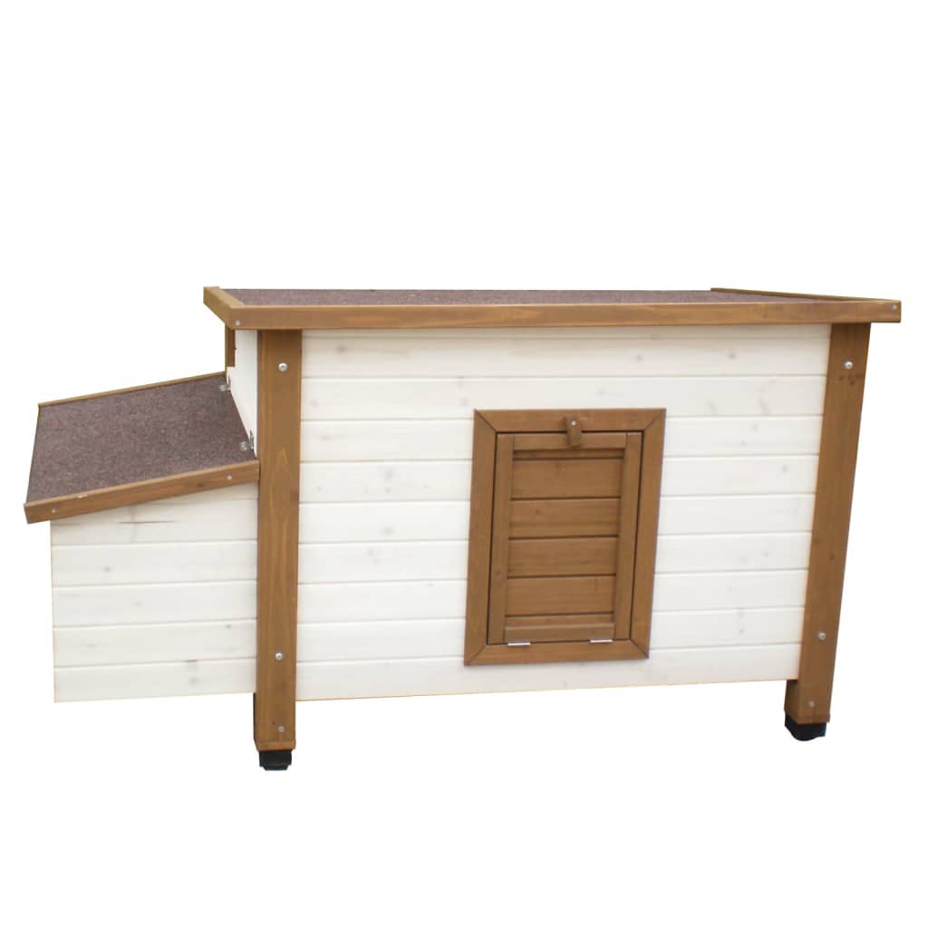 Udendørs hønsehus 136x74,5x75 cm træ hvid og brun