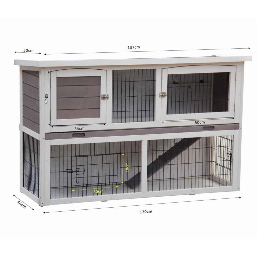 kaninbur Bigfoot 137x50x85 cm træ hvid