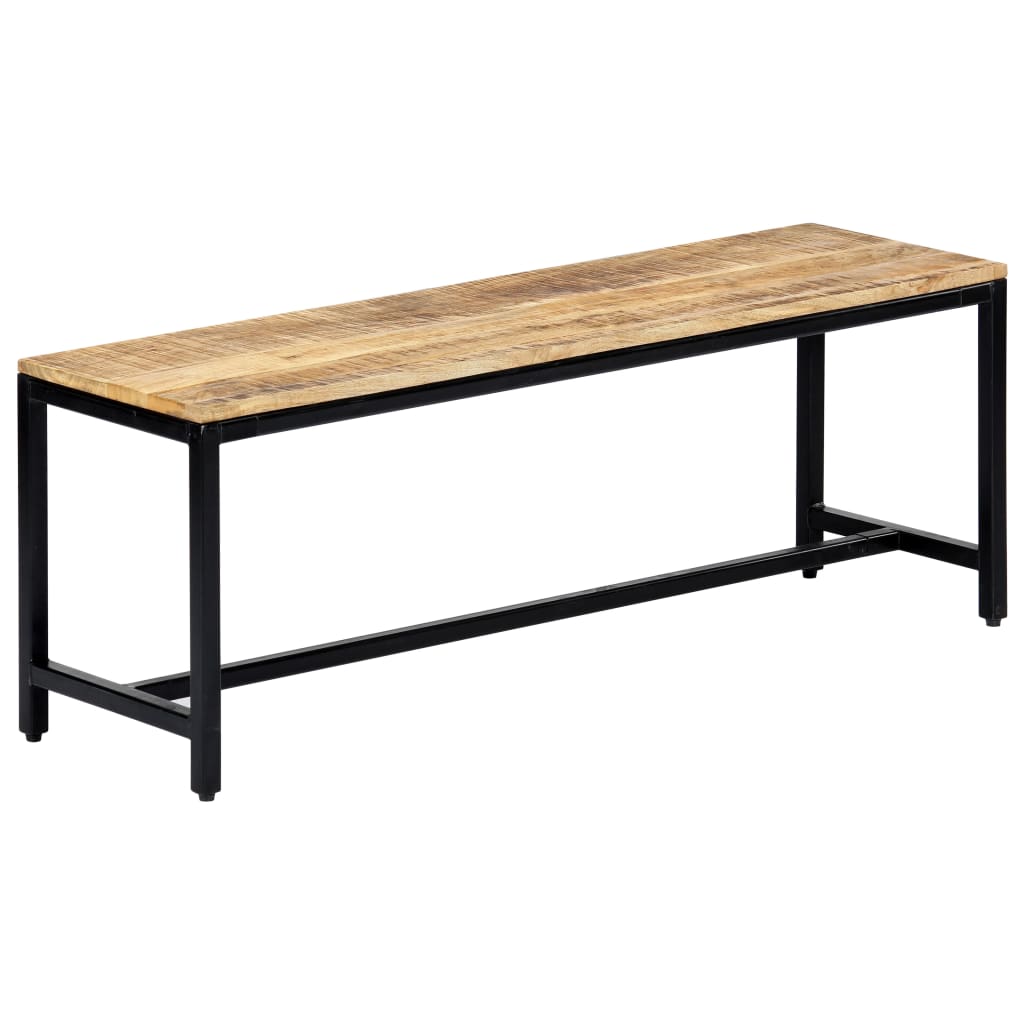 spisebordsbænk 120 cm massivt ru mangotræ
