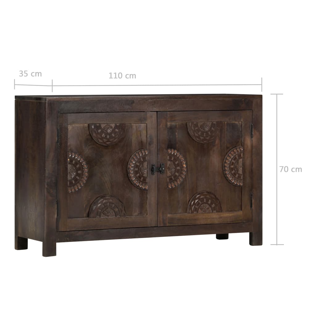 skænk med udskåret design 110x35x70 cm massivt mangotræ