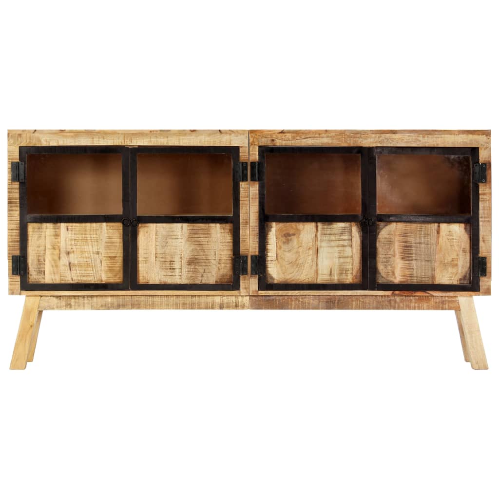 skænk 160 x 30 x 80 cm massivt ru mangotræ brun og sort