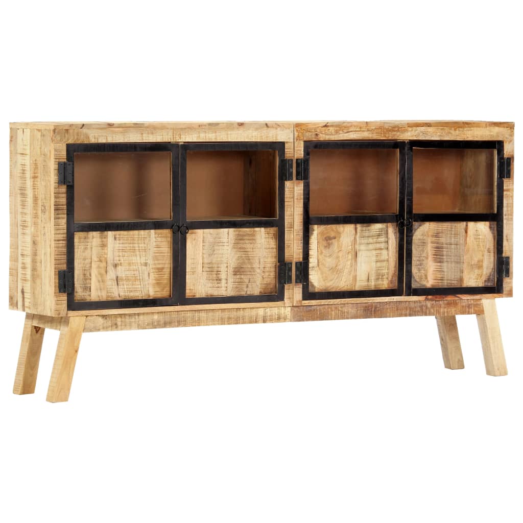 skænk 160 x 30 x 80 cm massivt ru mangotræ brun og sort