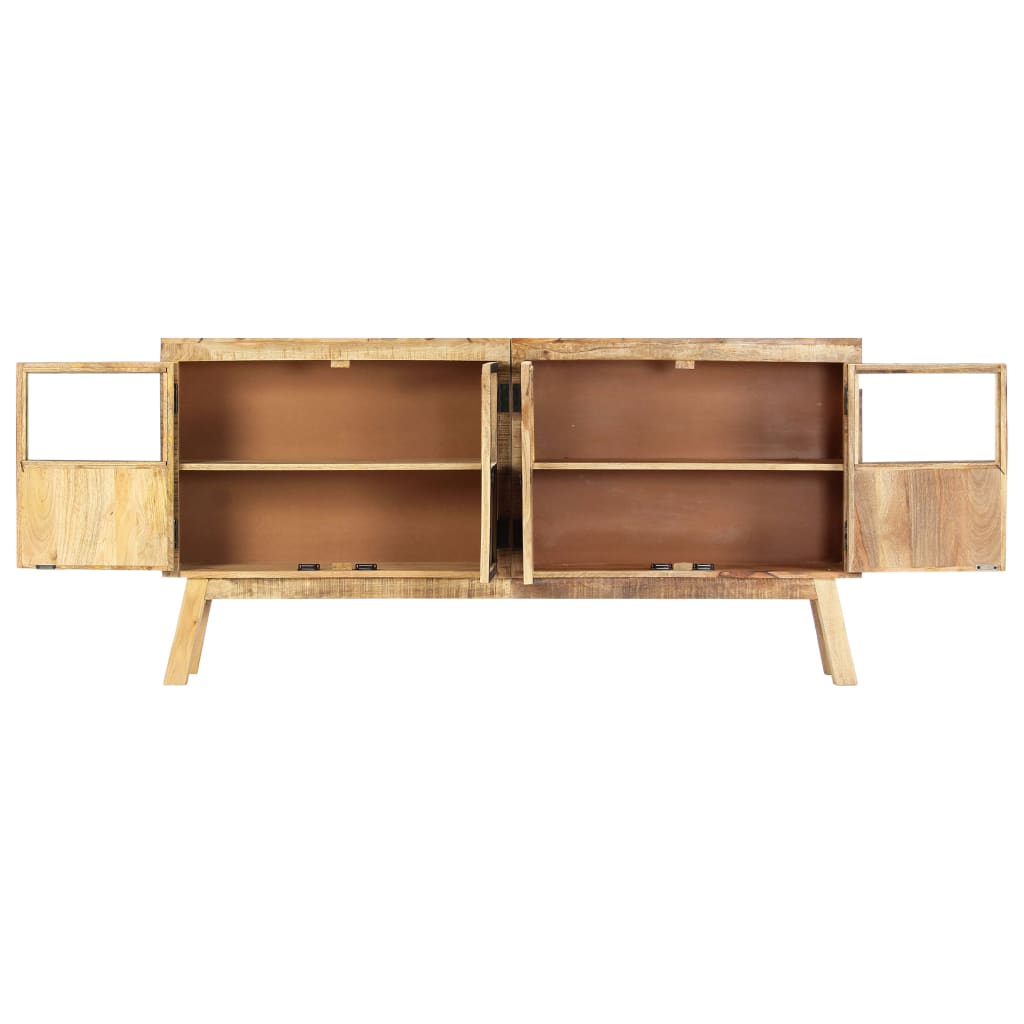 skænk 160 x 30 x 80 cm massivt ru mangotræ brun og sort