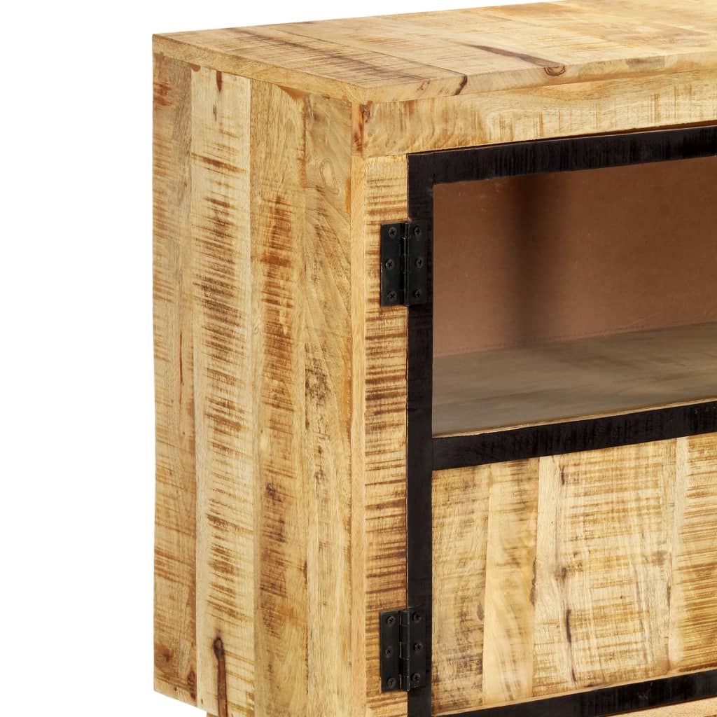 skænk 160 x 30 x 80 cm massivt ru mangotræ brun og sort