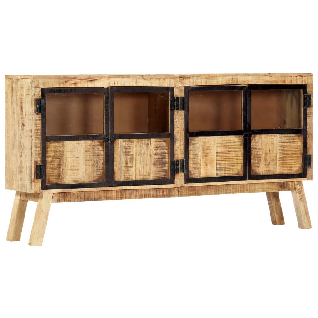 skænk 160 x 30 x 80 cm massivt ru mangotræ brun og sort
