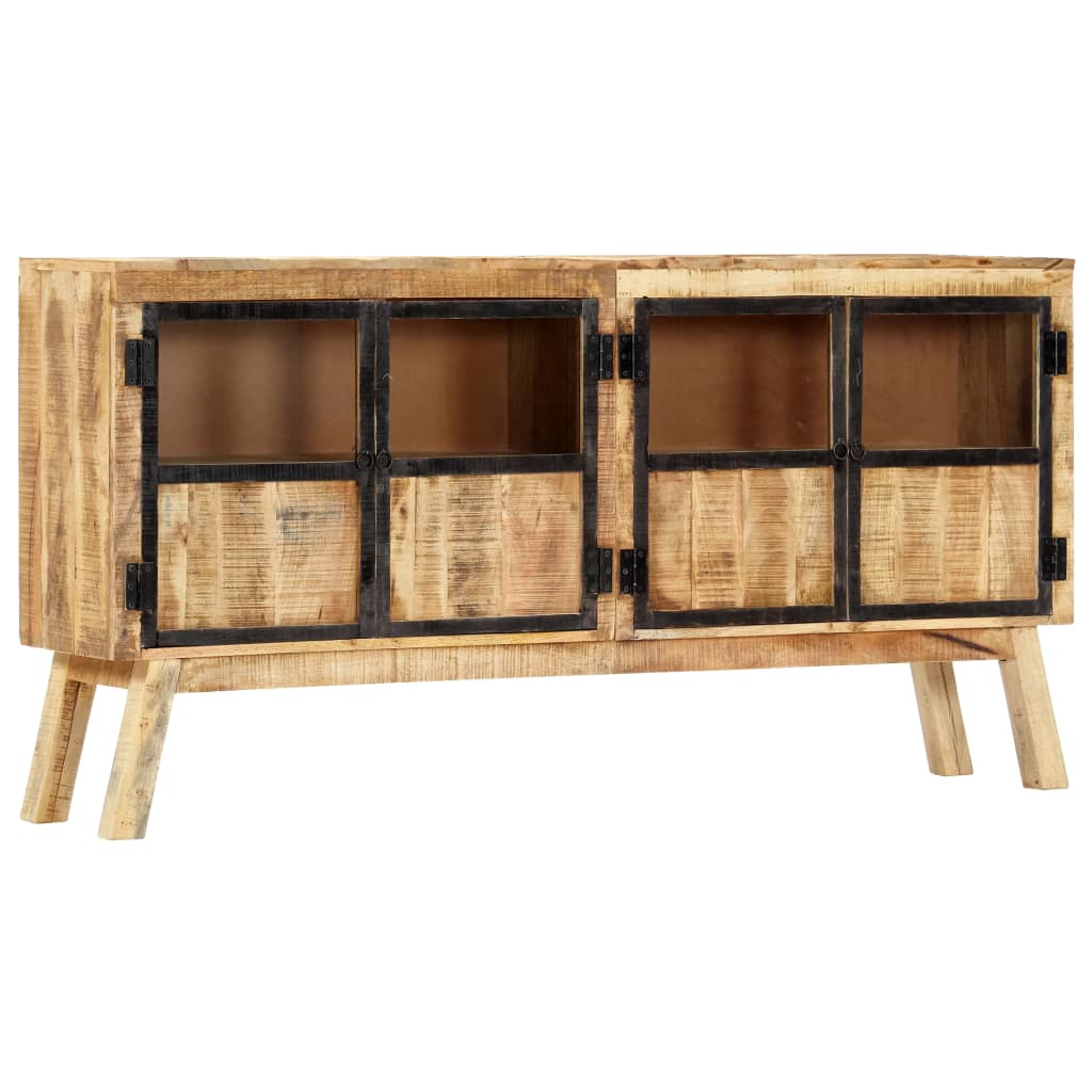 skænk 160 x 30 x 80 cm massivt ru mangotræ brun og sort