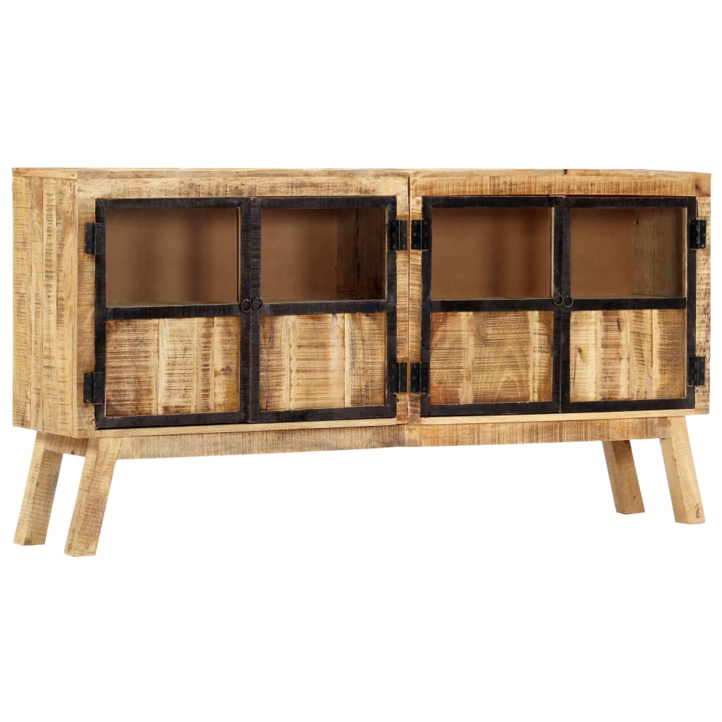 skænk 160 x 30 x 80 cm massivt ru mangotræ brun og sort