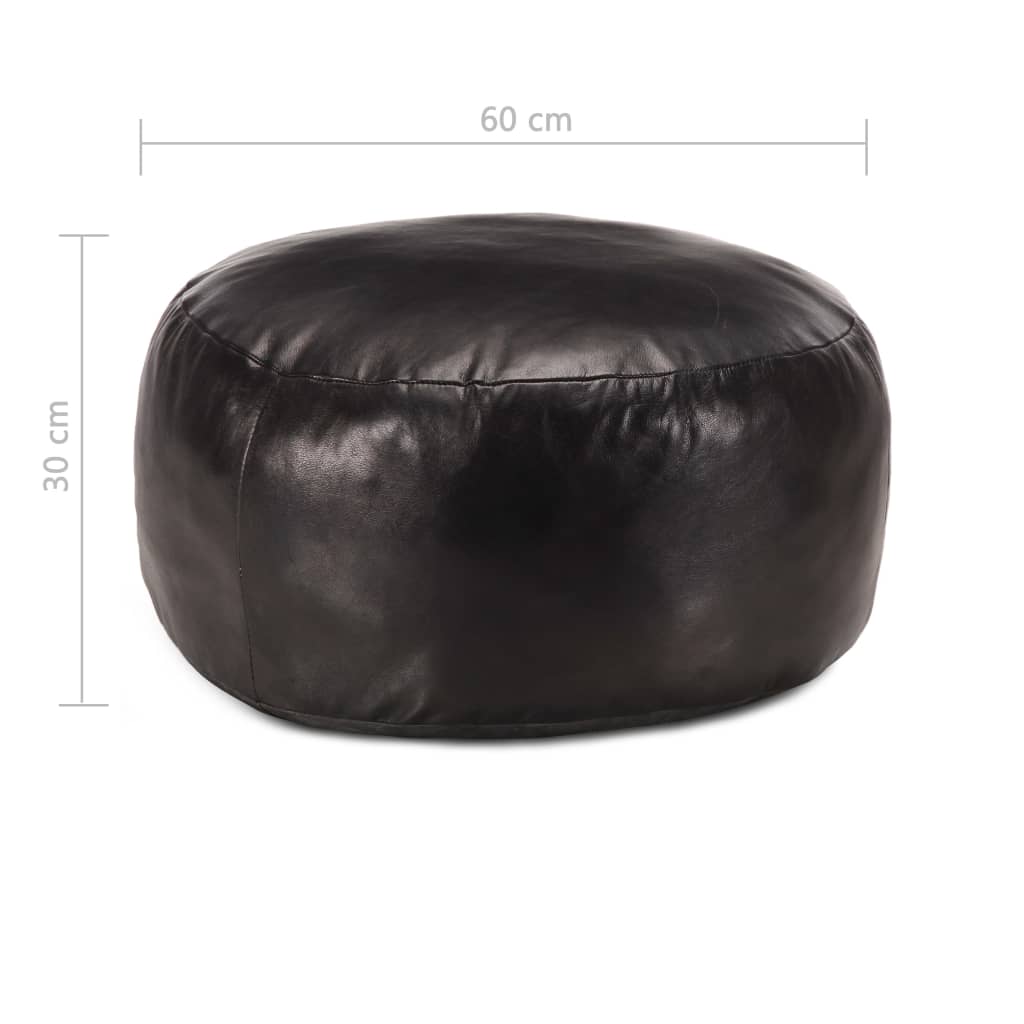 puf 60 x 30 cm ægte gedeskind sort