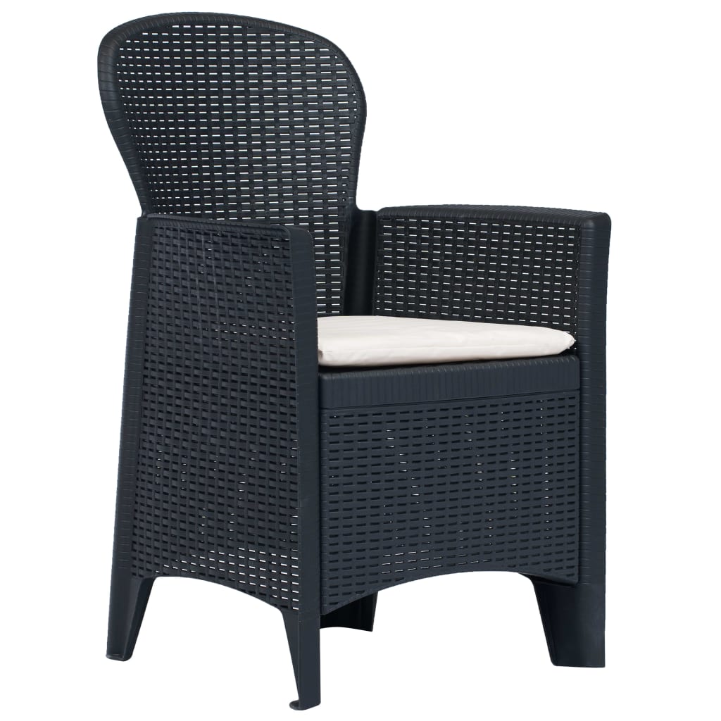 bistrosæt 3 dele plastik rattan-look antracitgrå