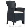 bistrosæt 3 dele plastik rattan-look antracitgrå