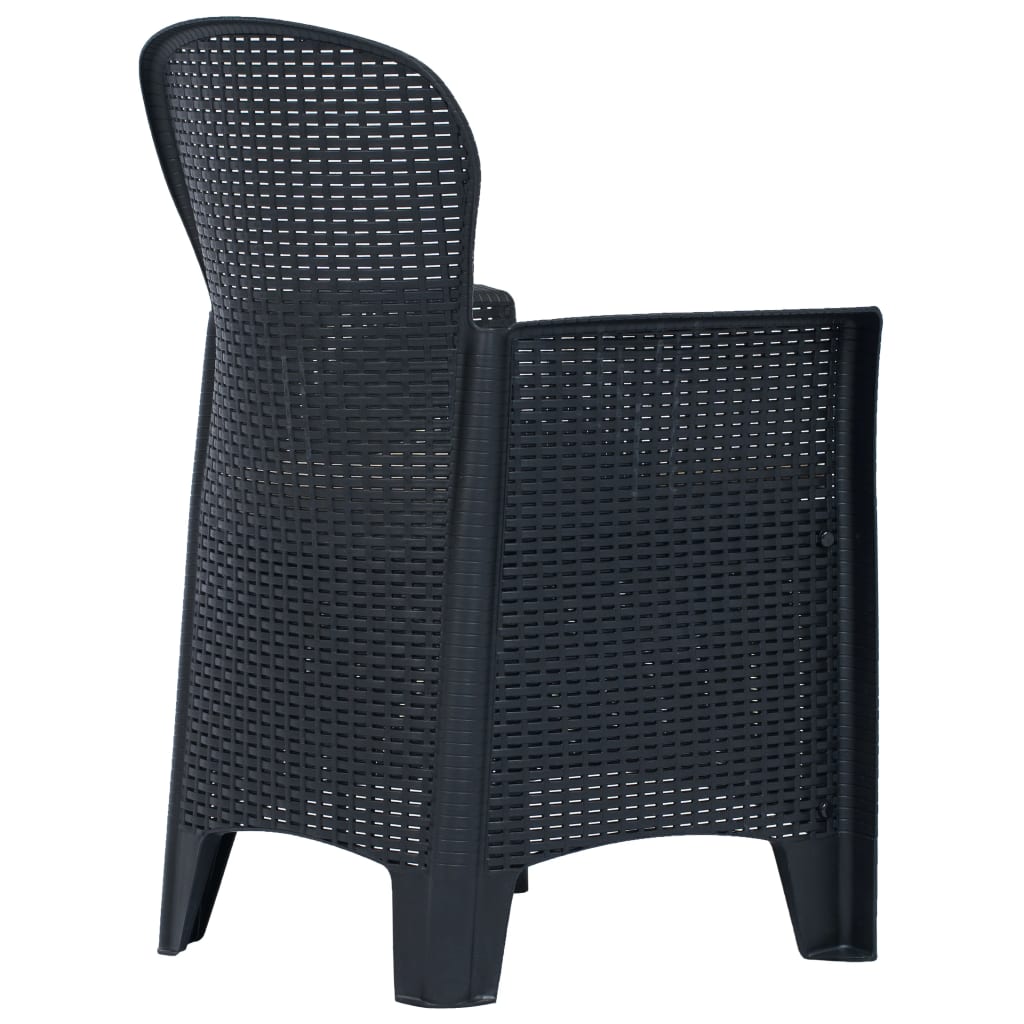 bistrosæt 3 dele plastik rattan-look antracitgrå