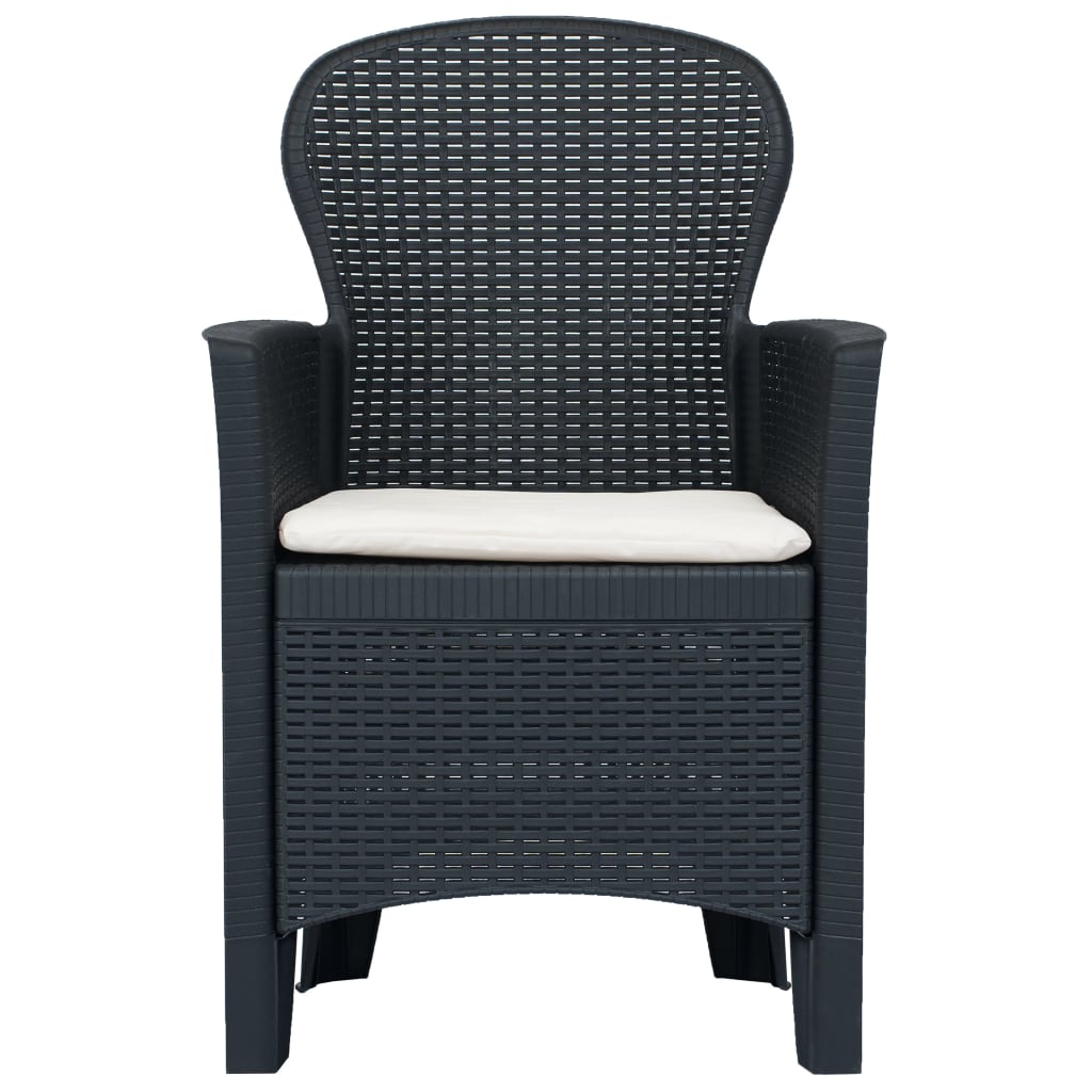 bistrosæt 3 dele plastik rattan-look antracitgrå
