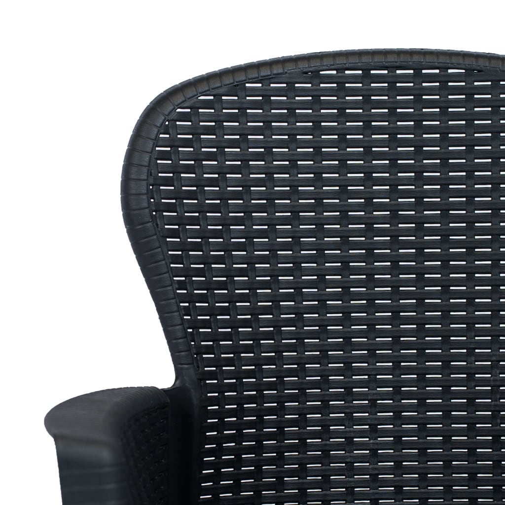 bistrosæt 3 dele plastik rattan-look antracitgrå