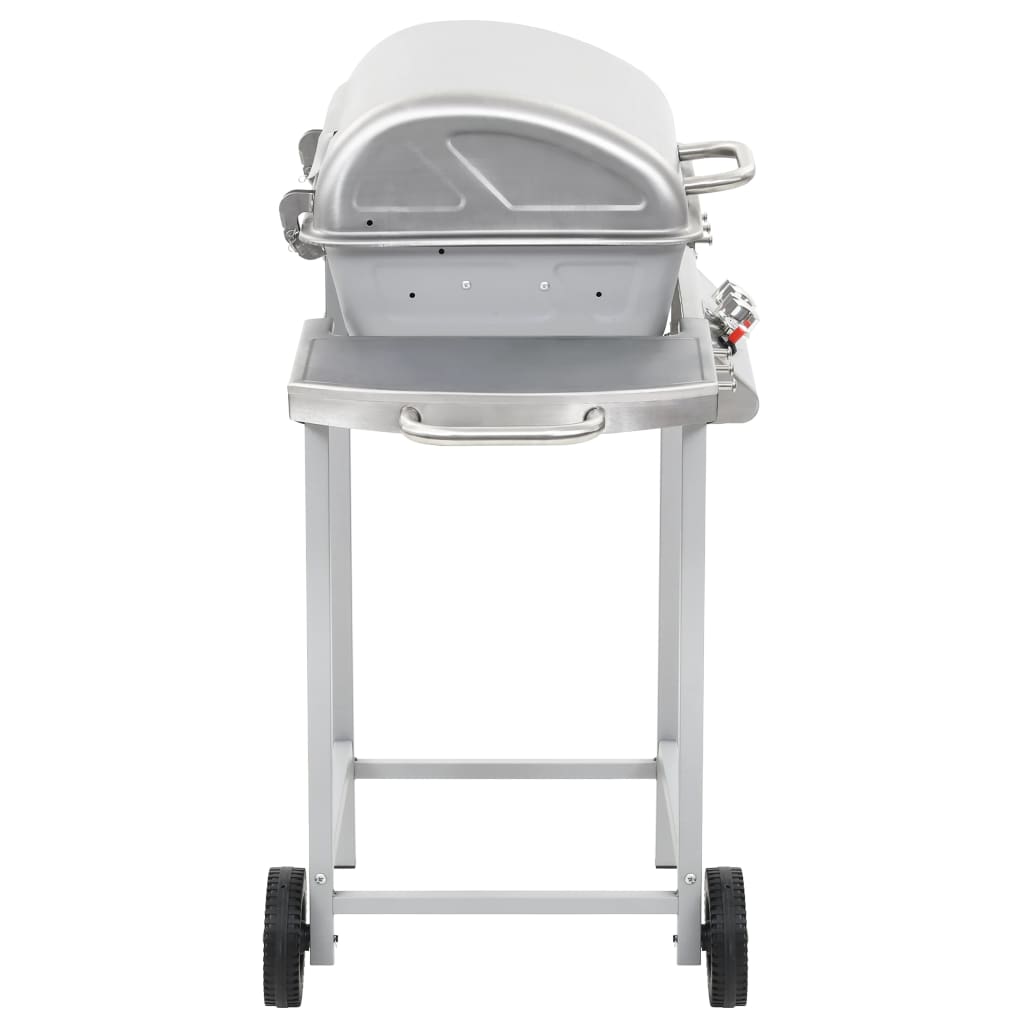 gasgrill med 2 madlavningszoner rustfrit stål sølvfarvet